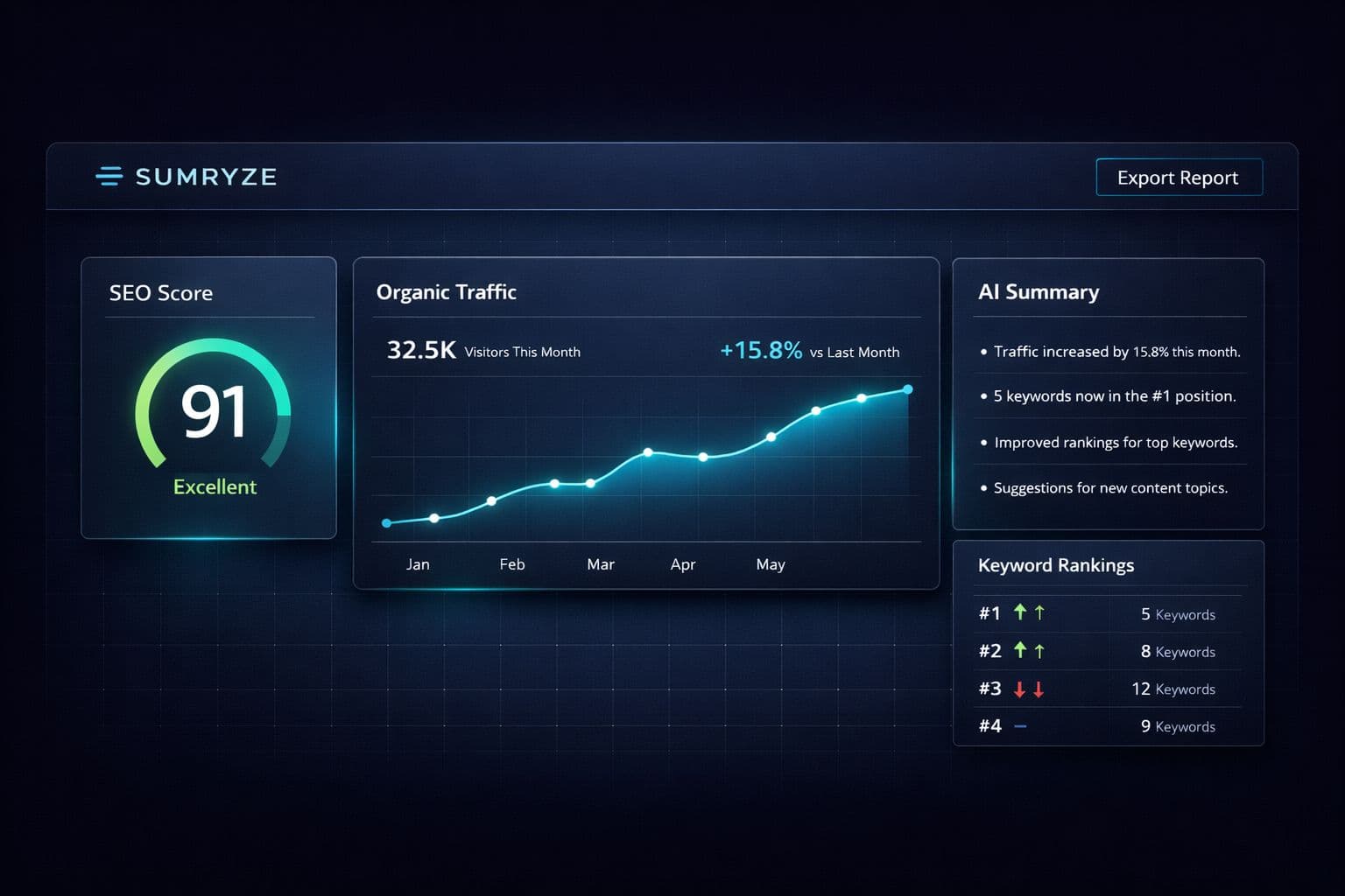 Sumryze - AI-Powered SEO Reporting Dashboard project thumbnail